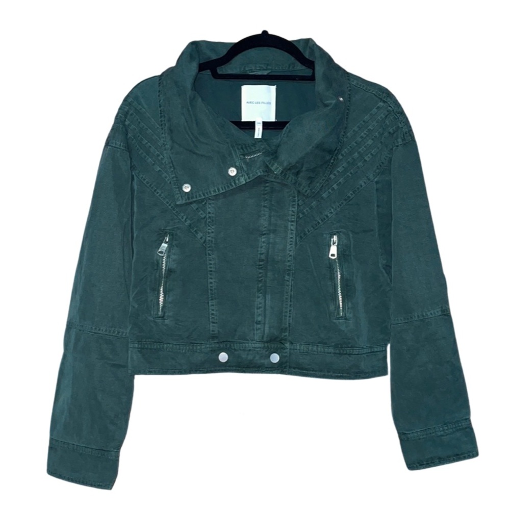 NWT Avec Les Filles Moto Jacket - Olive Green - Size XS